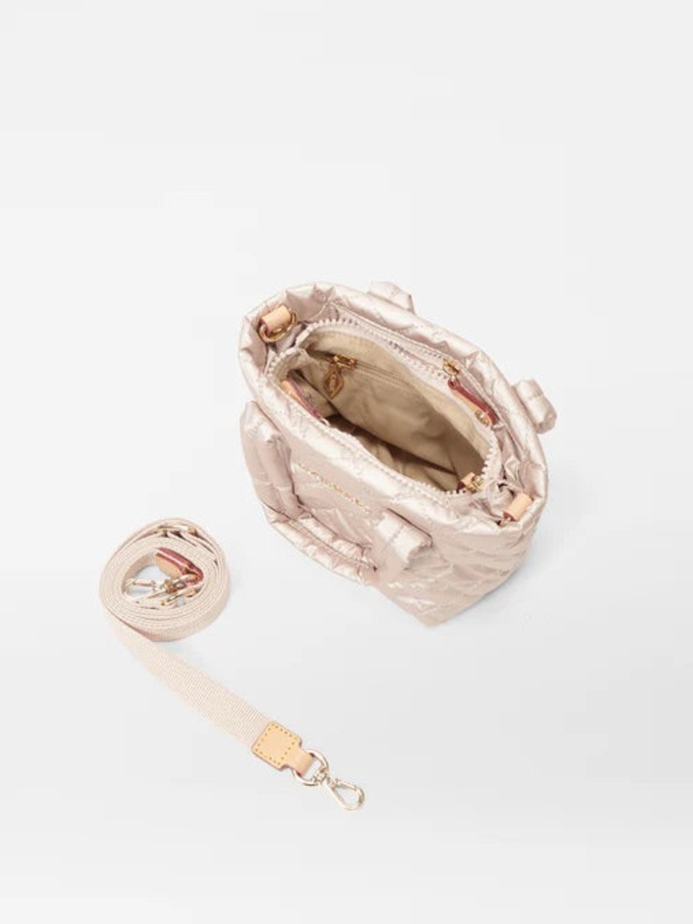MZ Wallace Petite Metro Tote Deluxe Rose Gold Quilted Crossbody Bag - Picture 7 of 7